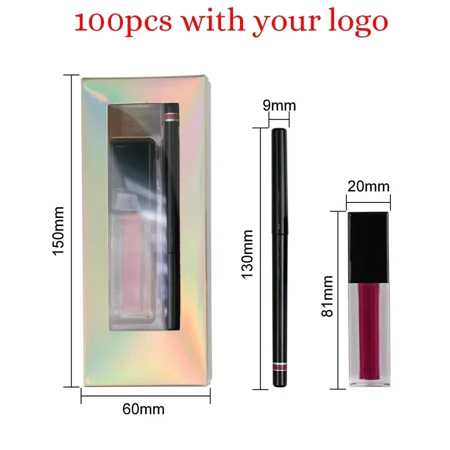 Private Label Makeup Liquid Lipstick Set Vegan Lip Gloss Lip Liner Kit Make up Set