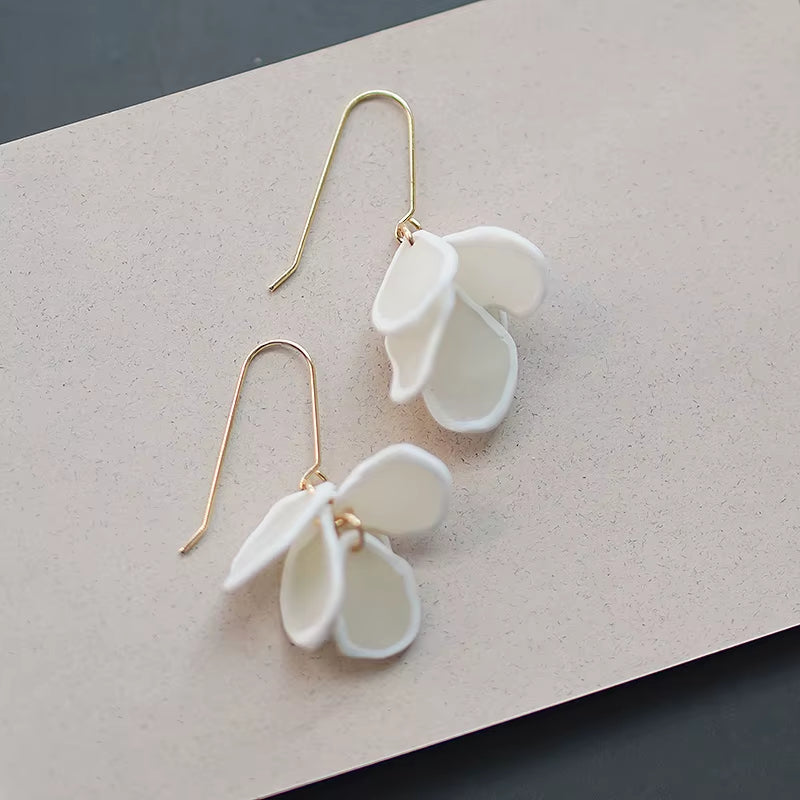 Translucent Milky Mable Elegant Trendy Brass Dangle Geometry Vintage Antique Polymer Clay Handmade Earring Sets Gifts Jewelry