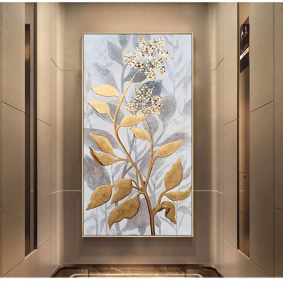 Large 5D Diy Daimond Painting Golden Plant Flowers Leaf 3D Diamond Mosaic Kit Full Rhinestone Love Picture Embroidery Diamant