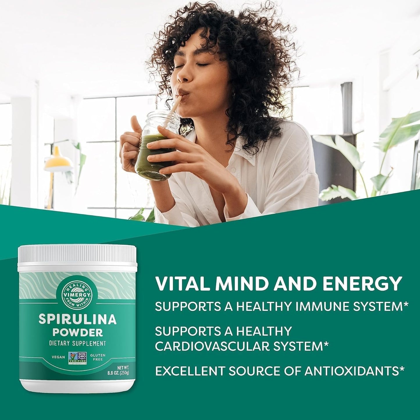 Spirulina Powder – Super Greens Powder - Helps Reduce Allergy Symptoms, Source of Antioxidants, Plant Protein – Vegan, Gluten-Free, 250G