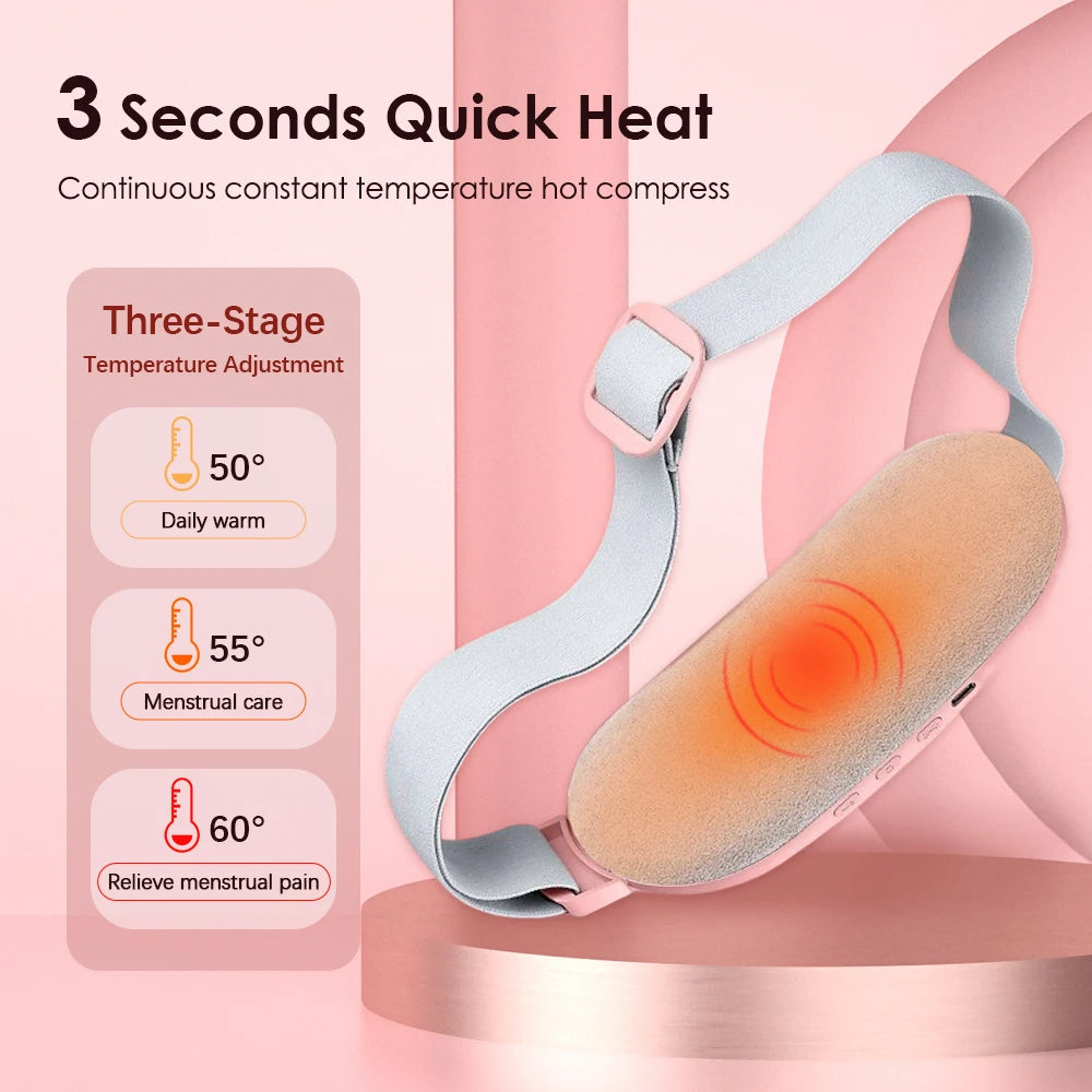 Electric Period Cramp Massager Vibrating Heating Belt for Menstrual Waist Stomach Abdominal Warm Palace Belt