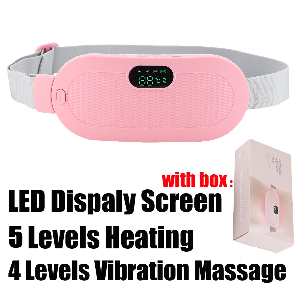 Electric Period Cramp Massager Vibrating Heating Belt for Menstrual Waist Stomach Abdominal Warm Palace Belt