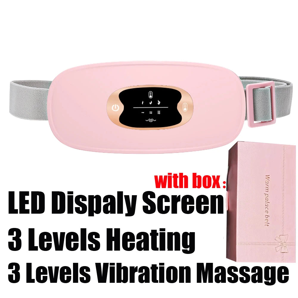 Electric Period Cramp Massager Vibrating Heating Belt for Menstrual Waist Stomach Abdominal Warm Palace Belt