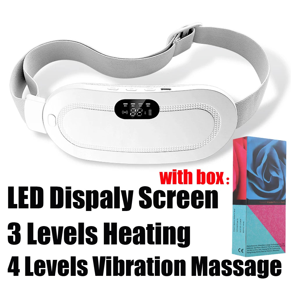 Electric Period Cramp Massager Vibrating Heating Belt for Menstrual Waist Stomach Abdominal Warm Palace Belt