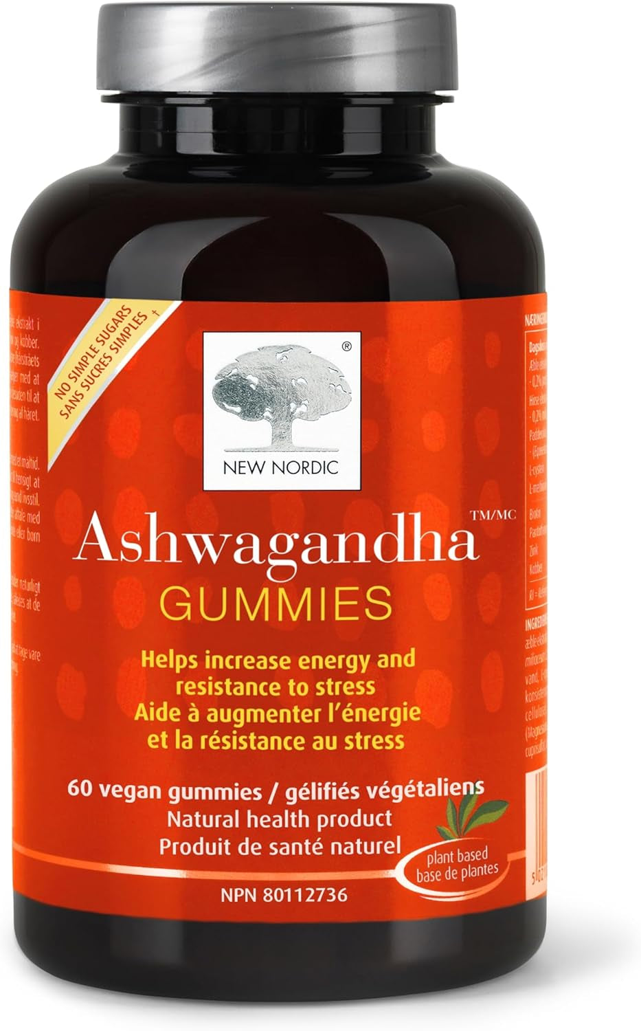 Ashwagandha Gummies - Dietary Supplement for Stress Relief & Energy Support - Sugar-Free, Non-Gmo, Gluten-Free & Dairy-Free - 60 Vegan Gummies