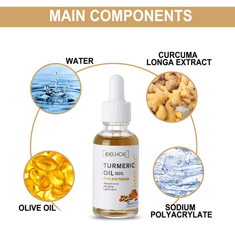 Dark Spot Remover Serum Turmeric Oil Whitening Freckle Facial Serum Anti-Aging Reduce Fine Lines Lighten Spots Melanin Skin Care