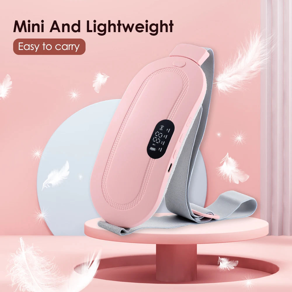 Electric Period Cramp Massager Vibrating Heating Belt for Menstrual Waist Stomach Abdominal Warm Palace Belt