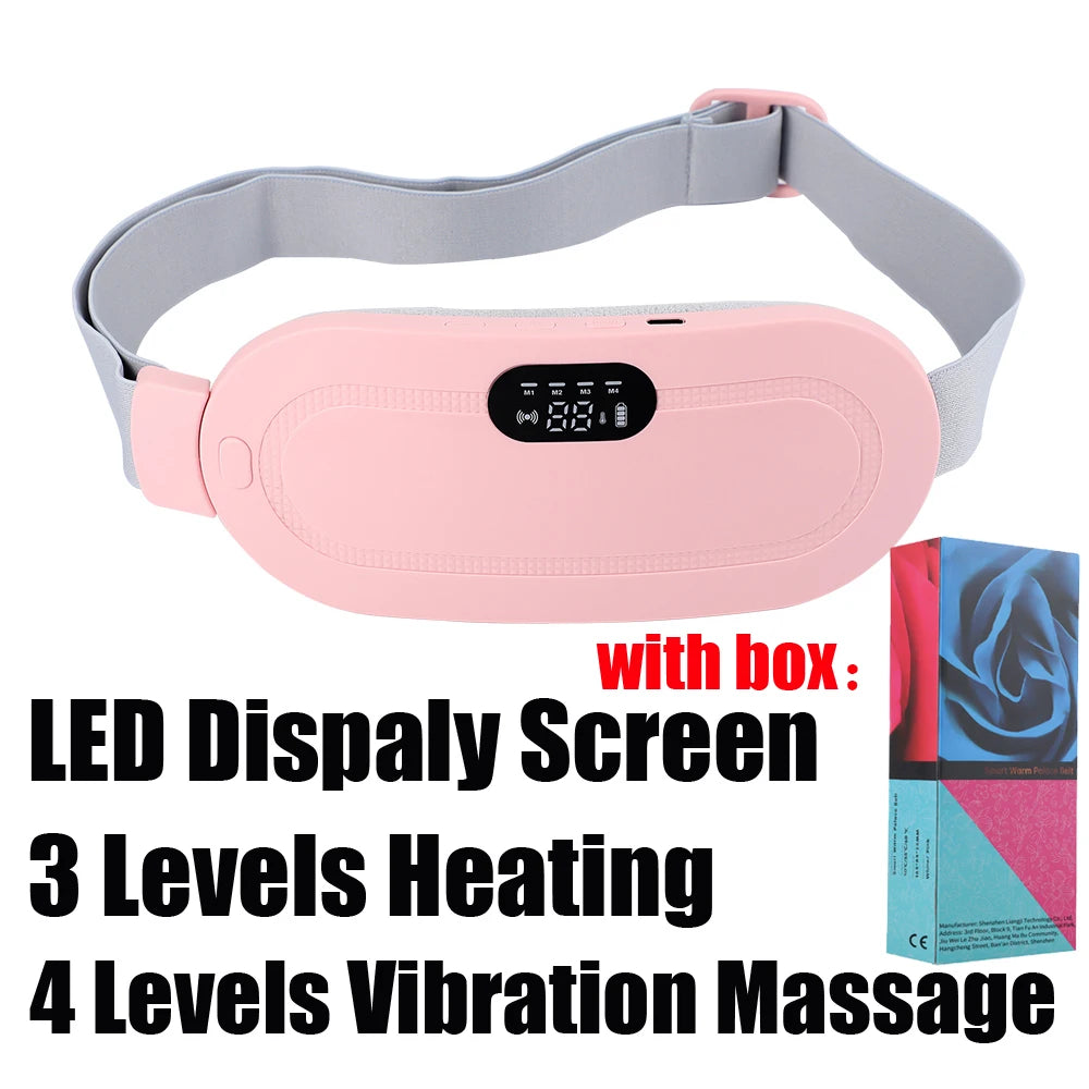 Electric Period Cramp Massager Vibrating Heating Belt for Menstrual Waist Stomach Abdominal Warm Palace Belt