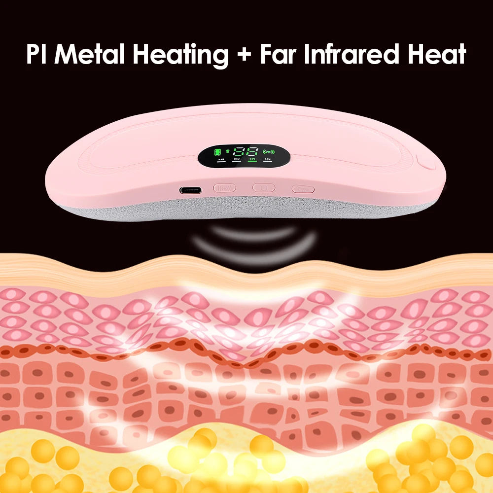 Electric Period Cramp Massager Vibrating Heating Belt for Menstrual Waist Stomach Abdominal Warm Palace Belt